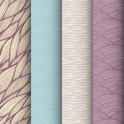 decorative waves seamless patterns set vector image