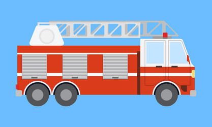 Fire engine in flat style front view isolated Vector Image