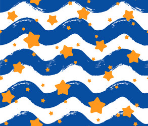 painted blue wave pattern stars vector