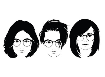 set of hairstyles for women with glasses Vector Image