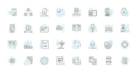 Wireless communication linear icons set bluetooth vector