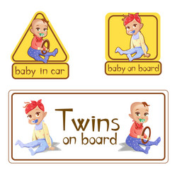 Baby in car sign stickers vector