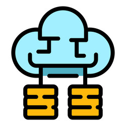 database cloud icon color outline vector image