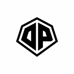 dp monogram logo with hexagon shape and line vector image