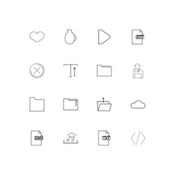 Files and folders sign linear thin icons set vector