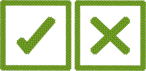 four leaf clover of tick and cross in square frame vector image
