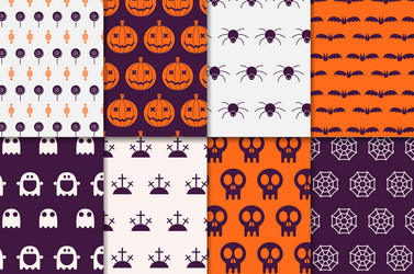 Halloween seamless pattern backgrounds set Vector Image
