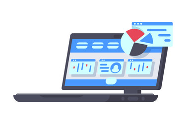 a laptop computer that displays pie chart on its vector image
