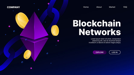 blockchain networks isometric web banner template vector image