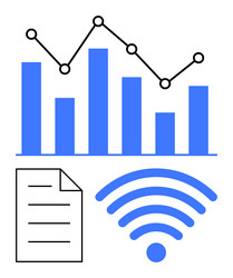 data analysis represented by bar chart wireless vector image