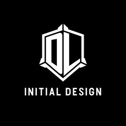 dl logo initial with shield shape design style vector image
