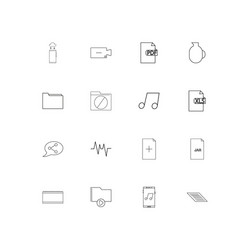 files and folders sign linear thin icons set vector image