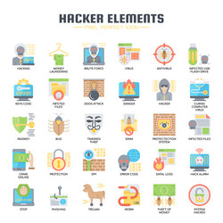 Hacker elements thin line and pixel perfect icons vector