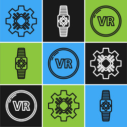 set line processor virtual reality and smartwatch vector image