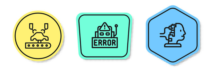 set line robotic robot arm on factory error vector image