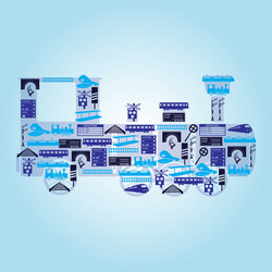train and railway icons locomotive shape eps10 vector image