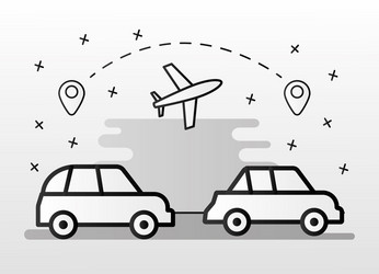 cars conveyance transport vehicles and airplane vector