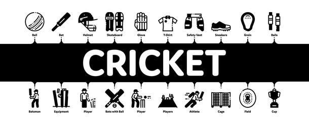 cricket game minimal infographic banner vector