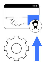 hand gesture in web window with user profile gear vector image