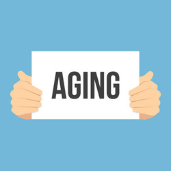 man showing paper aging text vector image