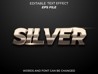 silver text effect font editable typography 3d vector image