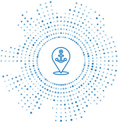 blue line map pointer with anchor icon isolated vector image