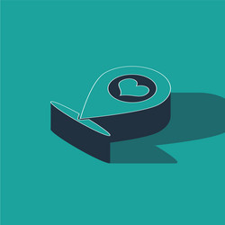 isometric map pointer with heart icon isolated vector image