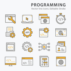 Programming Line Icons - Flat Style vector image