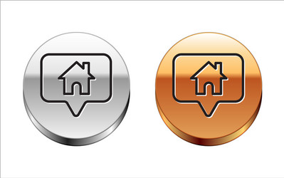 black line map pointer with house icon isolated vector image