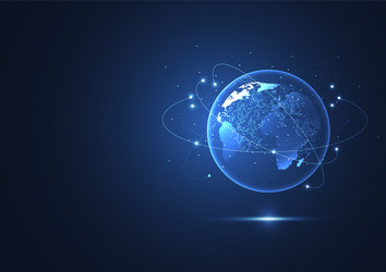 global network connection world map point vector image