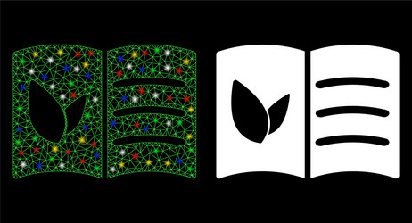 glossy mesh 2d vegan menu icon with flash spots vector image