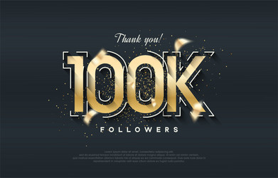 100k followers design with shiny gold color vector