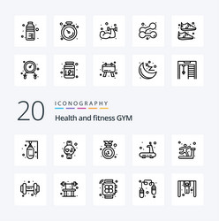 25 gym line icon pack Royalty Free Vector Image