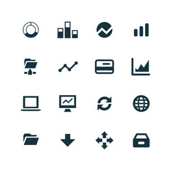 big data database icons set vector