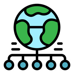 database global cloud icon color outline vector image