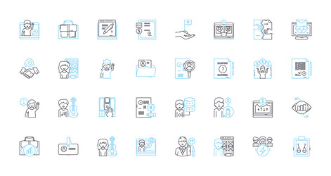 Learning progress linear icons set growth vector