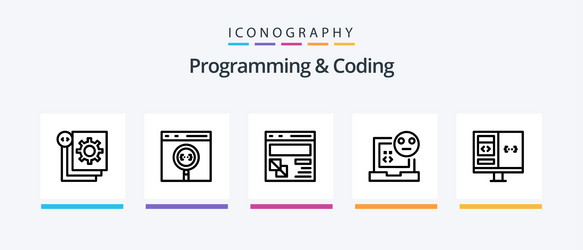 programming and coding line 5 icon pack including vector image