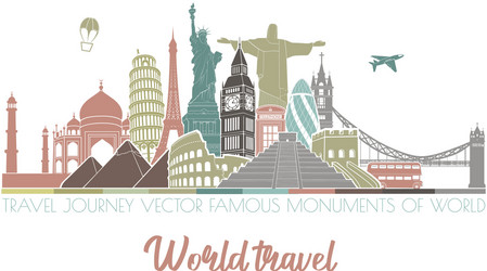 Travel journey famous monuments world vector