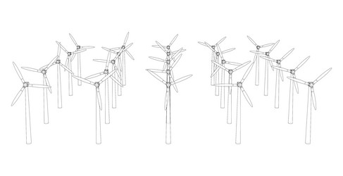 wind turbines rendering of 3d vector image