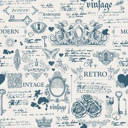 Abstract seamless pattern with sketches and notes vector