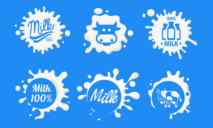 Fresh natural milk logo templates set organic vector