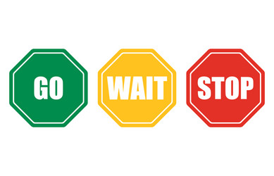 go wait stop signs traffic regulatory symbols vector