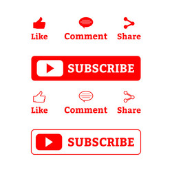 subscriber red and white button collection design vector image