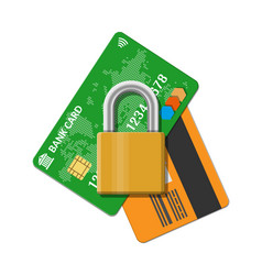 Bank or credit card with pad lock vector