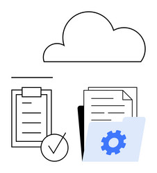 cloud storage with folder files checklist vector image