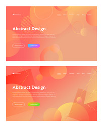 Coral abstract geometric circle shape landing page vector