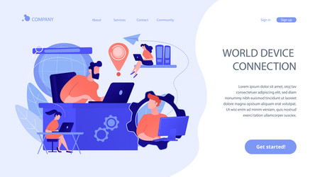 global network connection concept landing page vector image
