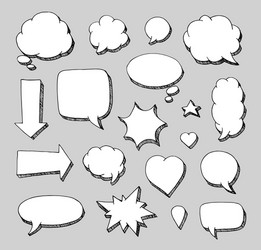 Hand Drawn Speech Bubbles Set Vector Image