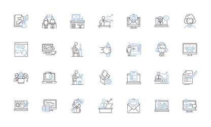 operational flow line icons collection workflow vector