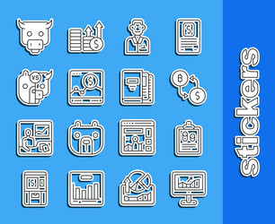 Set line computer with growth graph business vector